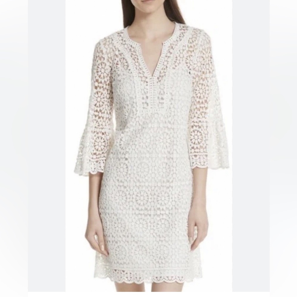 Kate Spade NEW why crochet lace dress slipped lined with 3/4 length bell sleeve
